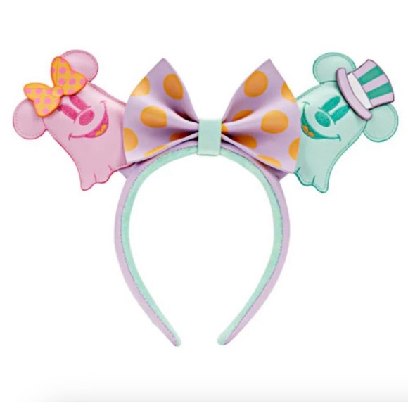 Ears+Crossbody⭐️Loungefly Ghost Minnie Mickey Double Sided Pastel Crossbody+Ears - Picture 10 of 13